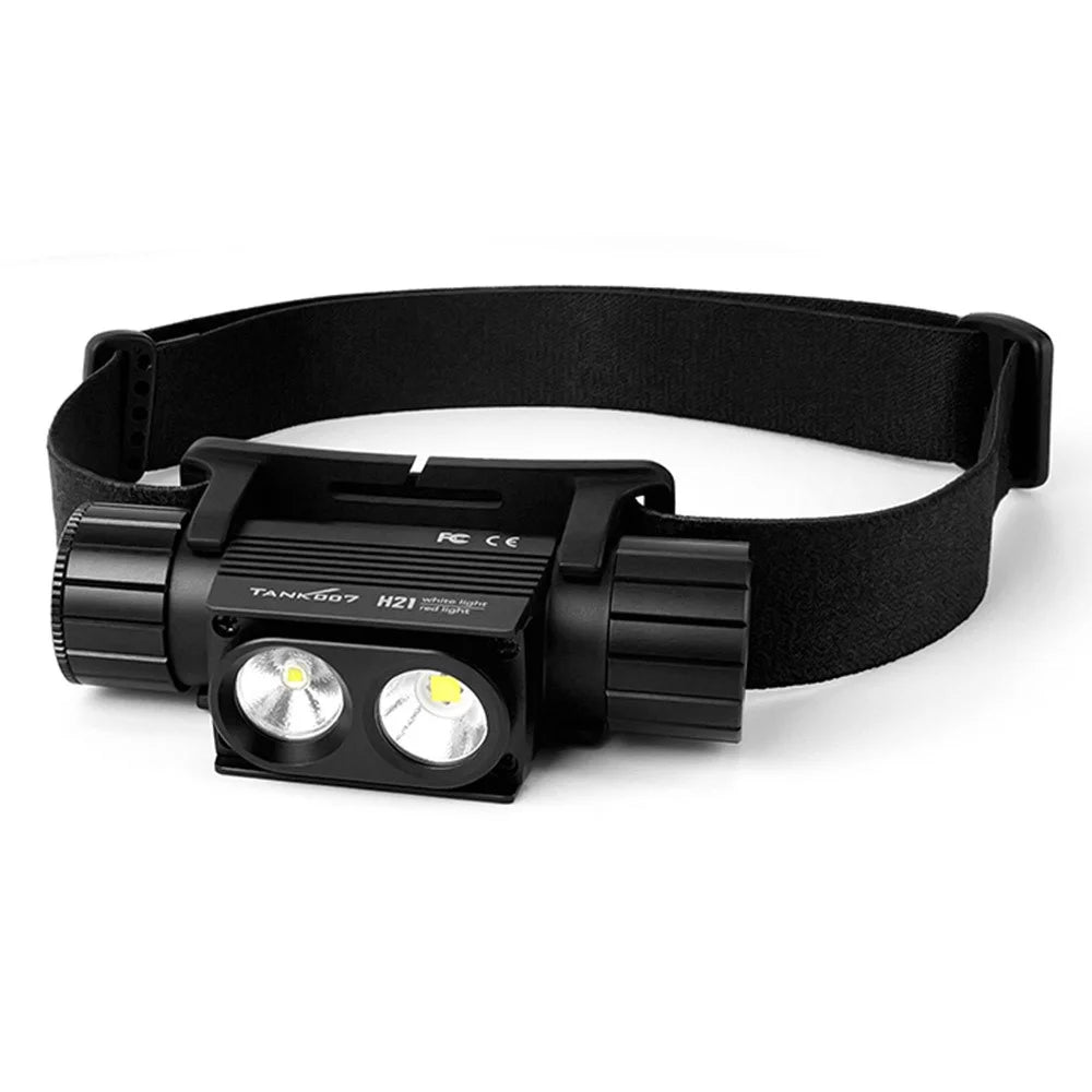TANK007 H21 Spotlight  /  Floodlight Dual Light Source Headlamp 1000 Lumens Aluminum Alloy Head Torch - White+Red - 2
