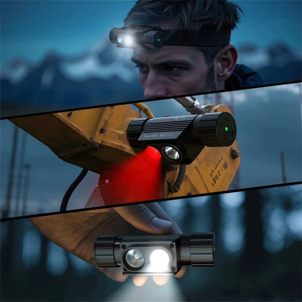 TANK007 H21 Spotlight  /  Floodlight Dual Light Source Headlamp 1000 Lumens Aluminum Alloy Head Torch - White+Red - 4