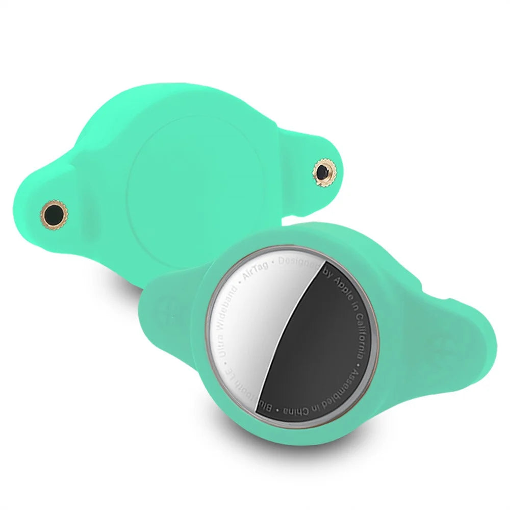 For Apple AirTag Silicone Protective Case Waterproof Cover Pet Collar Smart Tracker Holder - Mint Green - 1