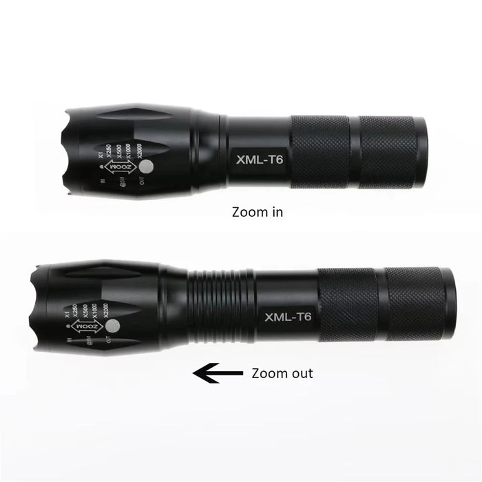 ULTRAFIRE A100 USB Rechargeable Flashlight 5 Modes Adjustable Focus Waterproof T6 LED Torch, with EU Plug Charger - 2
