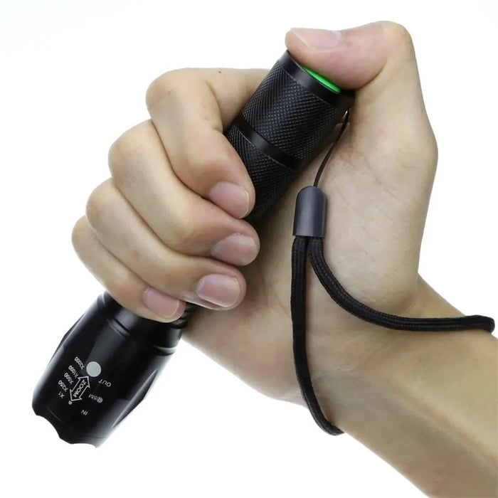 ULTRAFIRE A100 USB Rechargeable Flashlight 5 Modes Adjustable Focus Waterproof T6 LED Torch, with EU Plug Charger - 4