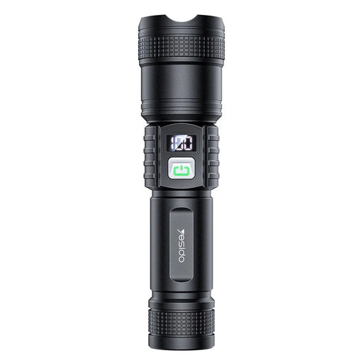 YESIDO TC11 Telescopic Zoomable Flashlight LED White Laser 3 Modes Rechargeable Torch with Digital Display - 1