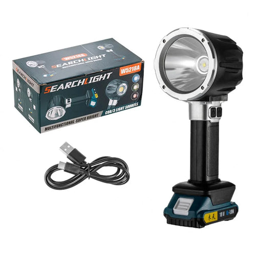 W5218A Size S Handheld Searchlight with External 6500mAh Battery P50 + COB LED Work Light with DC Port - 1