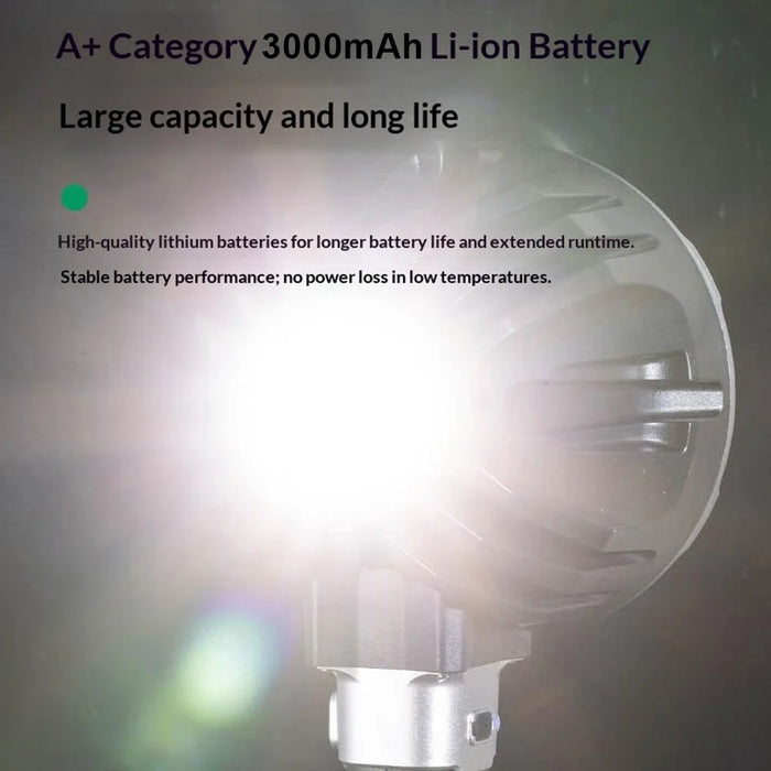 W5218B Size S Handheld Searchlight Built-in 3000mAh Battery P50 + COB LED Work Light Outdoor Warning Lamp - 7