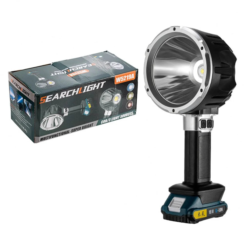 W5219A Size L Handheld Searchlight with External 6500mAh Battery P50 + COB LED Work Light with DC Port - 1