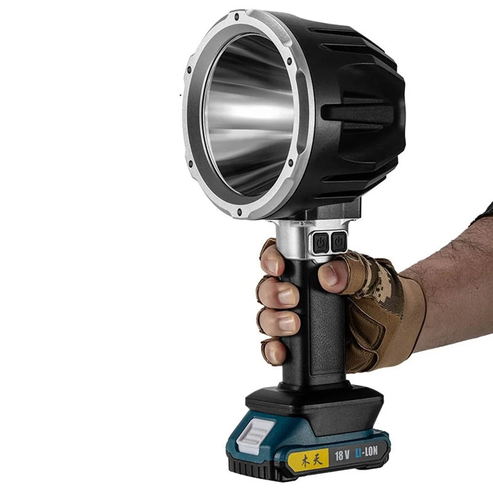 W5219A Size L Handheld Searchlight with External 6500mAh Battery P50 + COB LED Work Light with DC Port - 3