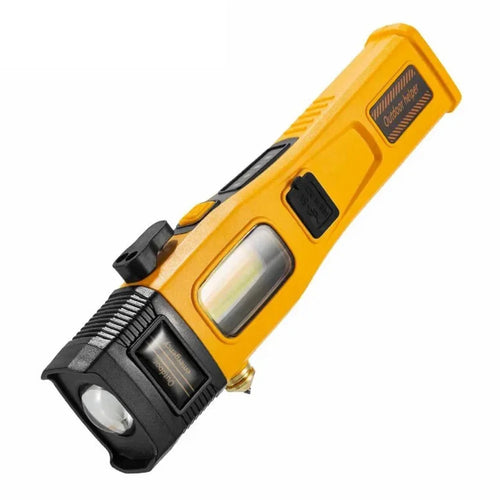 W5215 Zoomable Multi-Function Work Light Car Emergency Flashlight with Strong Magnet  /  Window Breaker  /  Safety Hammer - Yellow - 1