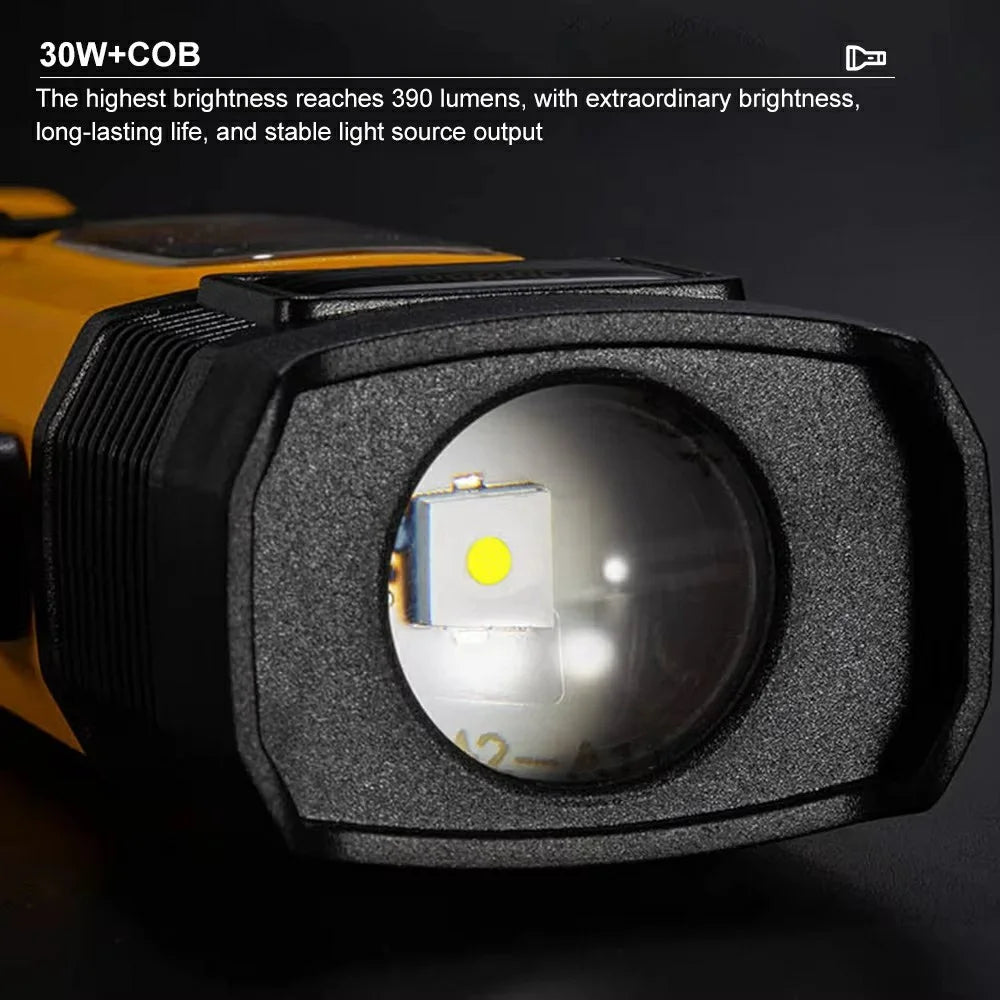W5215 Zoomable Multi-Function Work Light Car Emergency Flashlight with Strong Magnet  /  Window Breaker  /  Safety Hammer - Yellow - 5