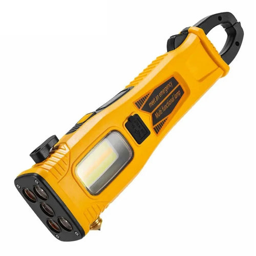 W5216 Clip Hook Multi-Function Work Light Car Emergency Flashlight with Strong Magnet  /  Window Breaker  /  Safety Hammer - Yellow - 1