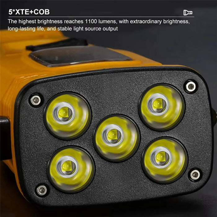 W5216 Clip Hook Multi-Function Work Light Car Emergency Flashlight with Strong Magnet  /  Window Breaker  /  Safety Hammer - Yellow - 5