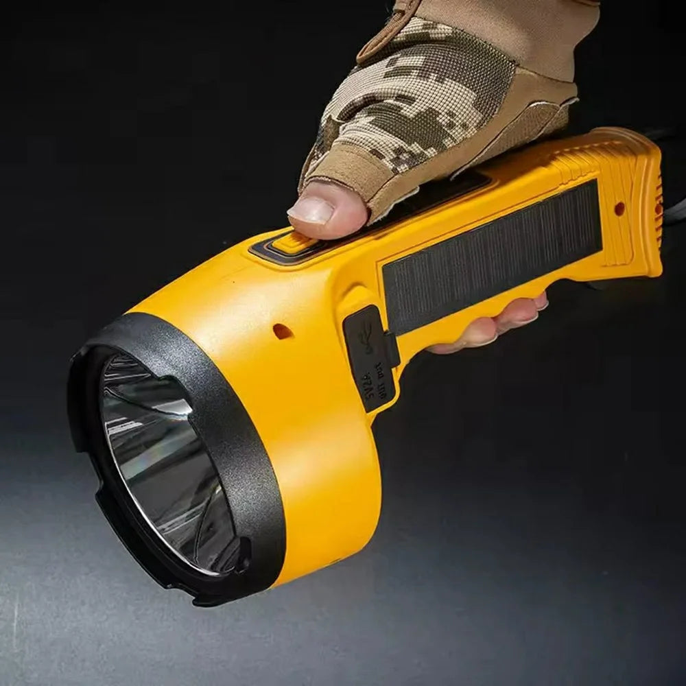 W5217 Multifunctional Flashlight Solar Powered LED Emergency Work Light with Power Bank Function - Yellow - 4