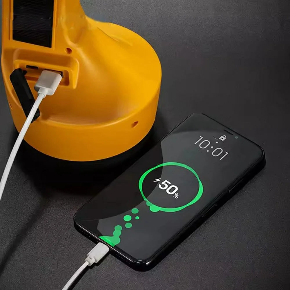 W5217 Multifunctional Flashlight Solar Powered LED Emergency Work Light with Power Bank Function - Yellow - 5