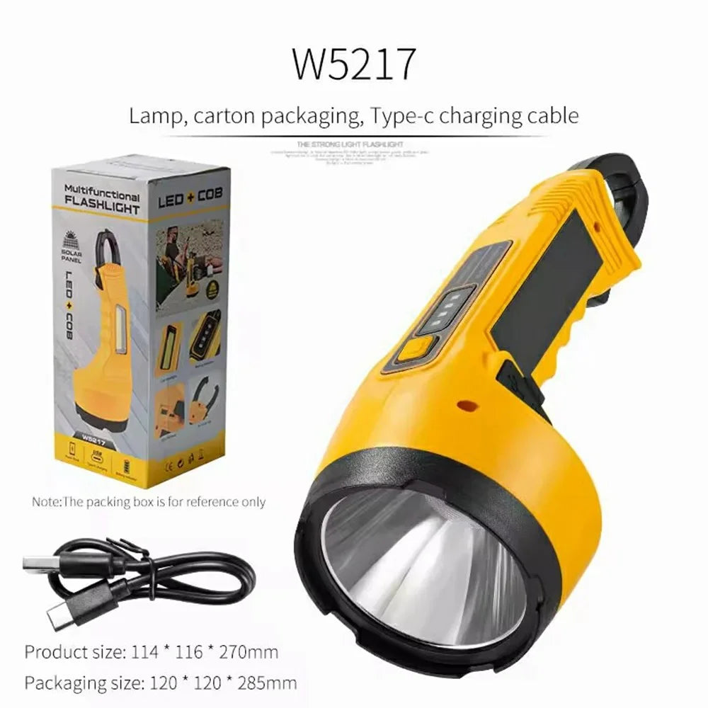 W5217 Multifunctional Flashlight Solar Powered LED Emergency Work Light with Power Bank Function - Yellow - 7