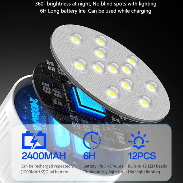 YESIDO DH14 12-LED Rechargeable Emergency Light Bulb 3-Level Adjustable Hanging Camping Lantern - White - 5