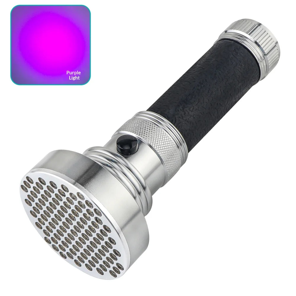 100 LEDs UV Purple Light Flashlight Aluminum Alloy Money Detector UV Torch for Currency Verification - 1
