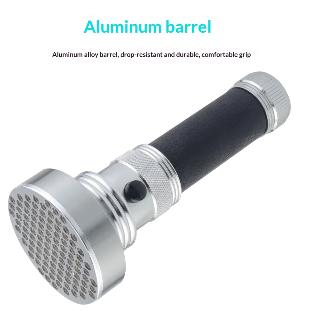 100 LEDs UV Purple Light Flashlight Aluminum Alloy Money Detector UV Torch for Currency Verification - 4