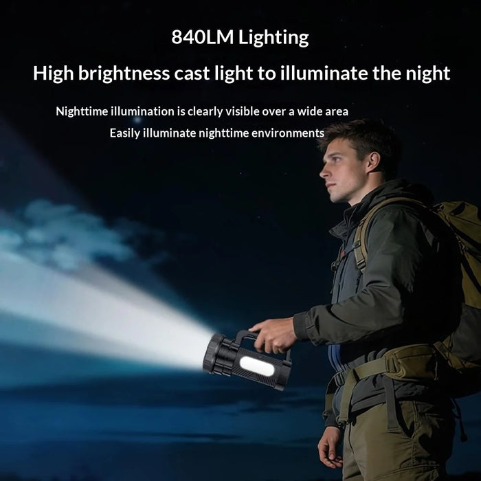 YESIDO TC12 Multifunctional Rechargeable Dual Lamp Lighting Flashlight 840LM High Power Flash Light for Outdoor Emergency - Black - 4