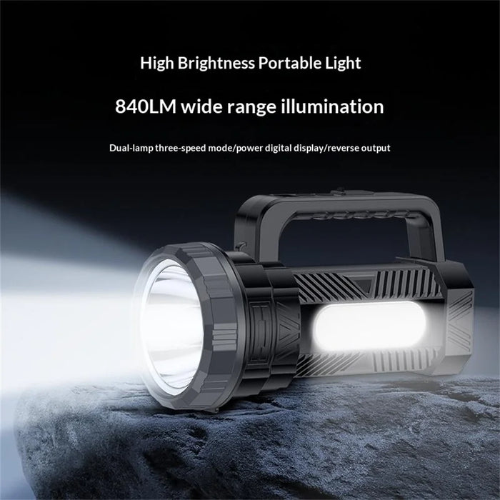 YESIDO TC12 Multifunctional Rechargeable Dual Lamp Lighting Flashlight 840LM High Power Flash Light for Outdoor Emergency - Black - 5