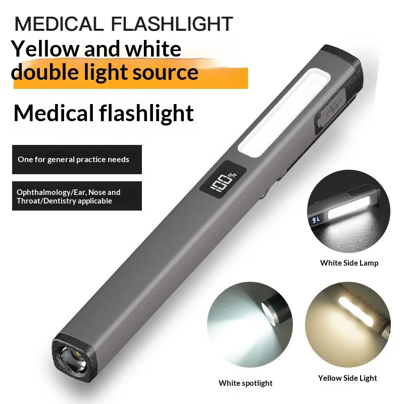 Rechargeable Medical Pen Light IPX5 Waterproof 4 Modes LED Flashlight Pupil Penlight - Blackish Green - 2