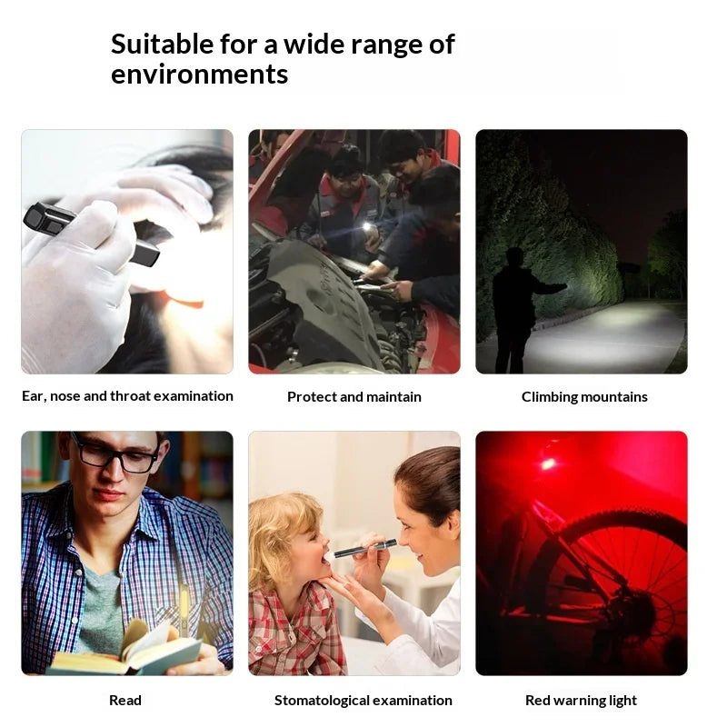 Rechargeable Medical Pen Light IPX5 Waterproof 4 Modes LED Flashlight Pupil Penlight - Blackish Green - 4