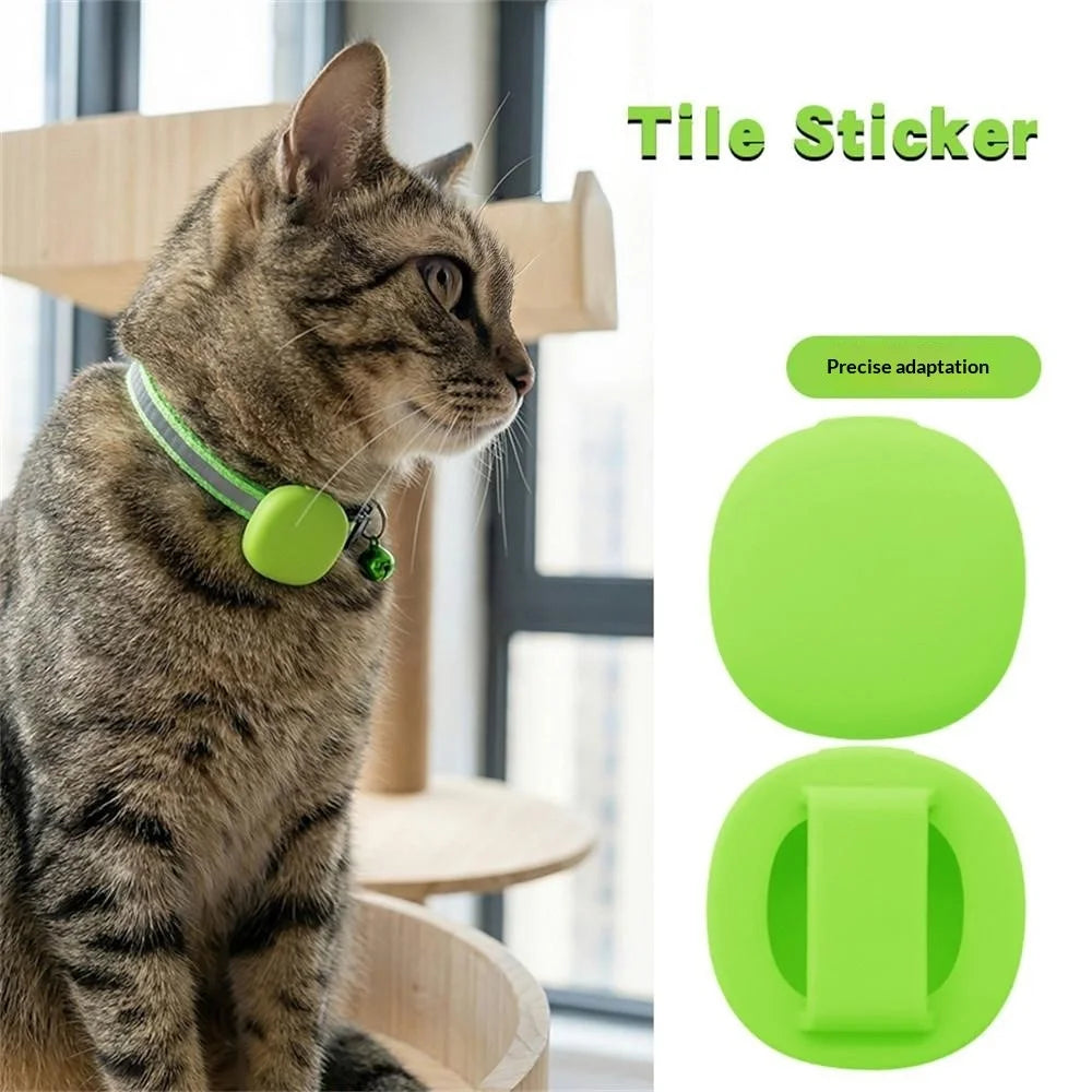 Silicone Case for Tile Sticker(2024) Bluetooth-compatible Pet Tracker Cover Pet Collar Protective Cover - Green - 4