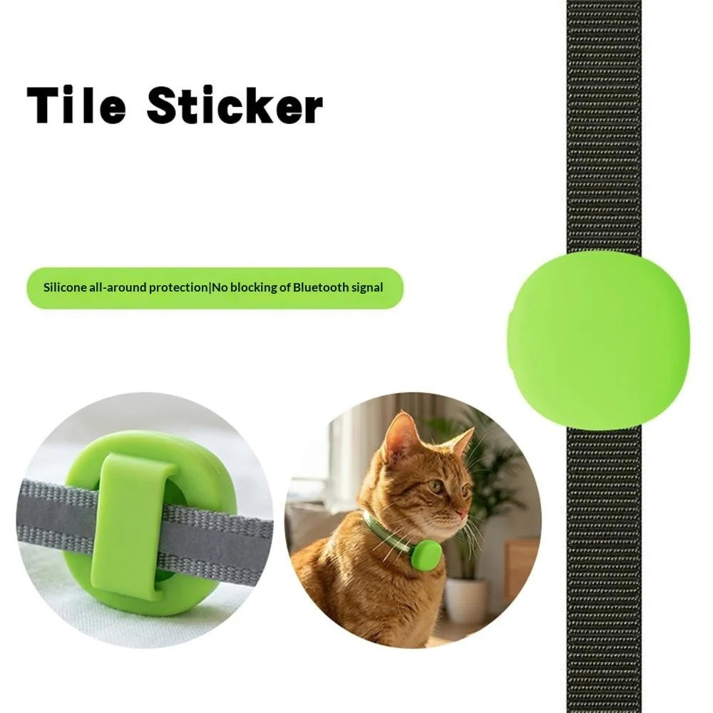 Silicone Case for Tile Sticker(2024) Bluetooth-compatible Pet Tracker Cover Pet Collar Protective Cover - Green - 6