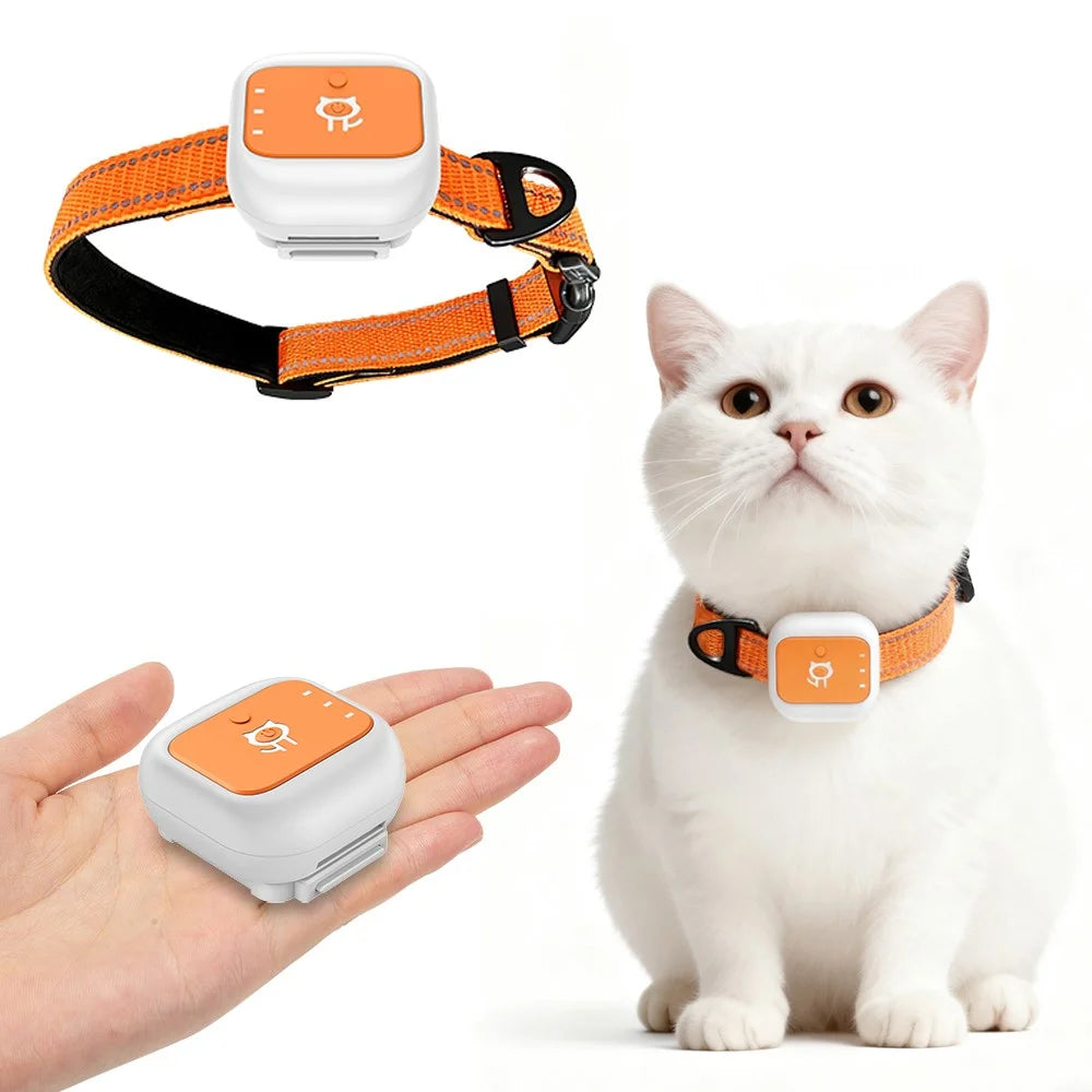 G01 Waterproof Smart Pet Tracker WiFi+GPS Positioning Anti-Lost Collar for Cats Dogs, Eurasian Version - Orange S - 1