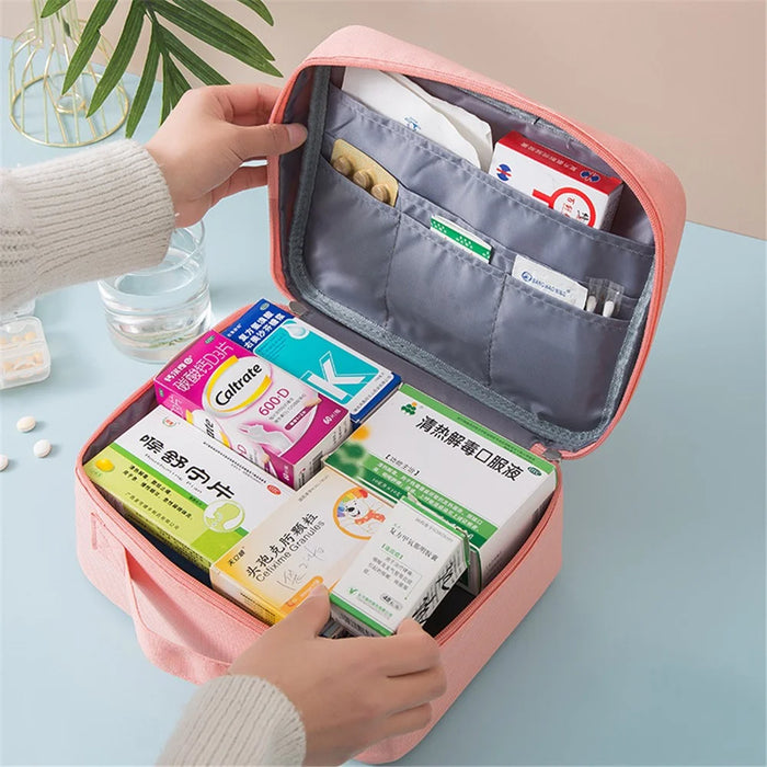 Large Size Portable Travel Emergency Medical Bag Medicine Storage First Aid Bag - Grey - 2