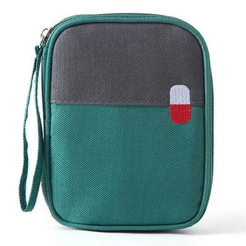 Small Size Travel Emergency Medical Bag Portable Medicine Storage Zipper Bag - Green - 1