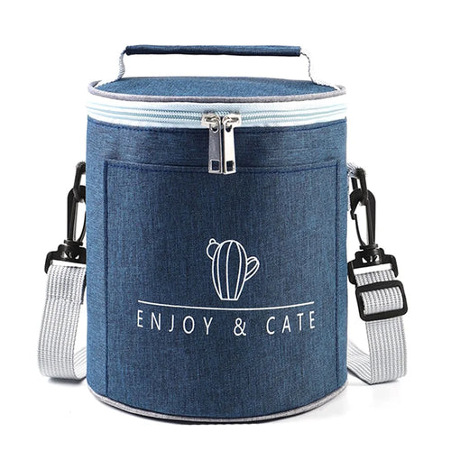 Lunch Bag Leakproof Oxford Cloth Thermal Insulation Lunch Box Case Food Container, Size: S - Navy Blue - 1