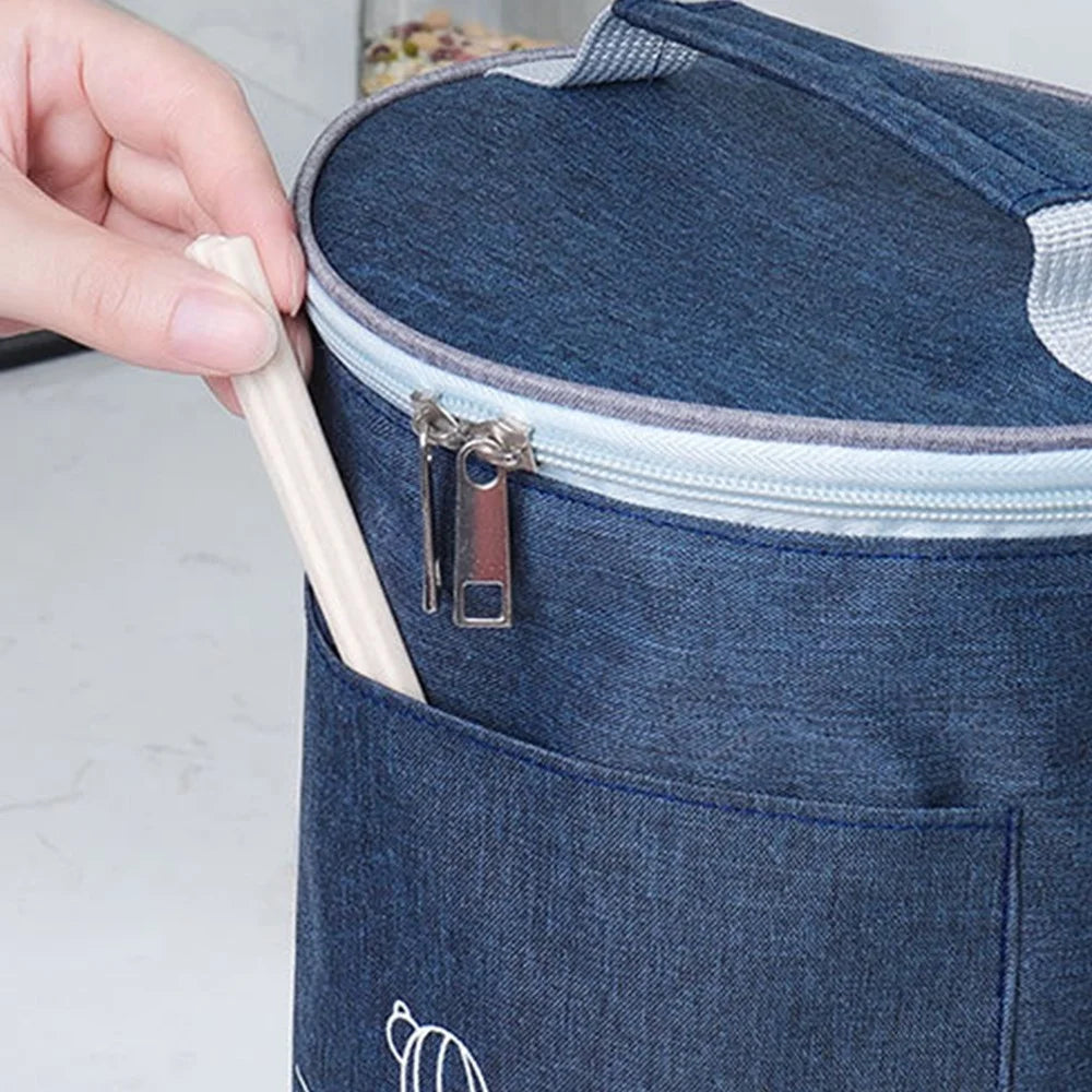 Lunch Bag Leakproof Oxford Cloth Thermal Insulation Lunch Box Case Food Container, Size: S - Navy Blue - 5