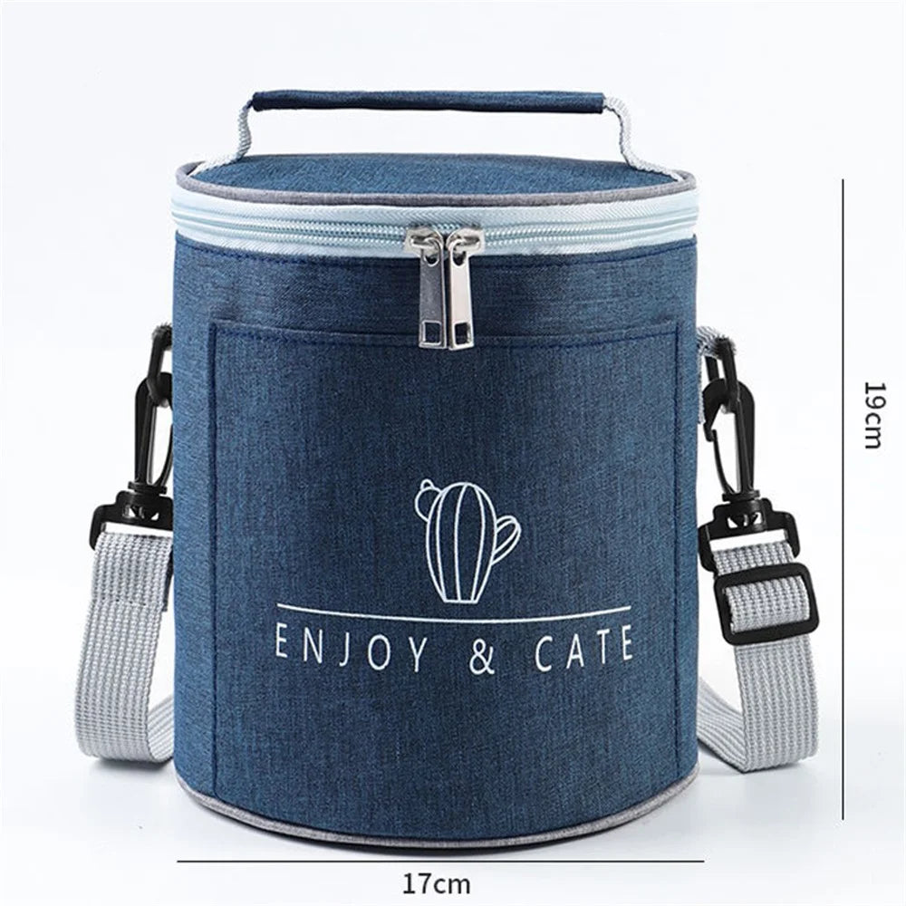 Lunch Bag Leakproof Oxford Cloth Thermal Insulation Lunch Box Case Food Container, Size: S - Navy Blue - 7