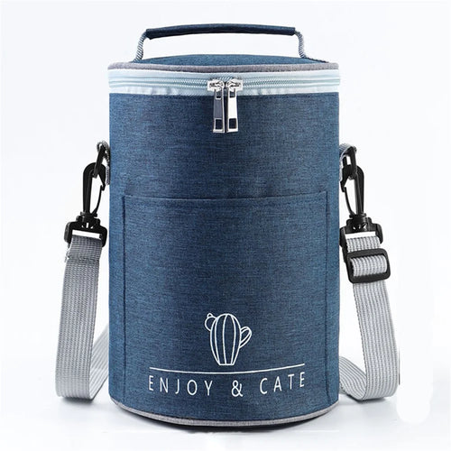 Oxford Cloth Thermal Insulation Lunch Bag Leakproof Lunch Tote Bag Food Container, Size: M - Navy Blue - 1
