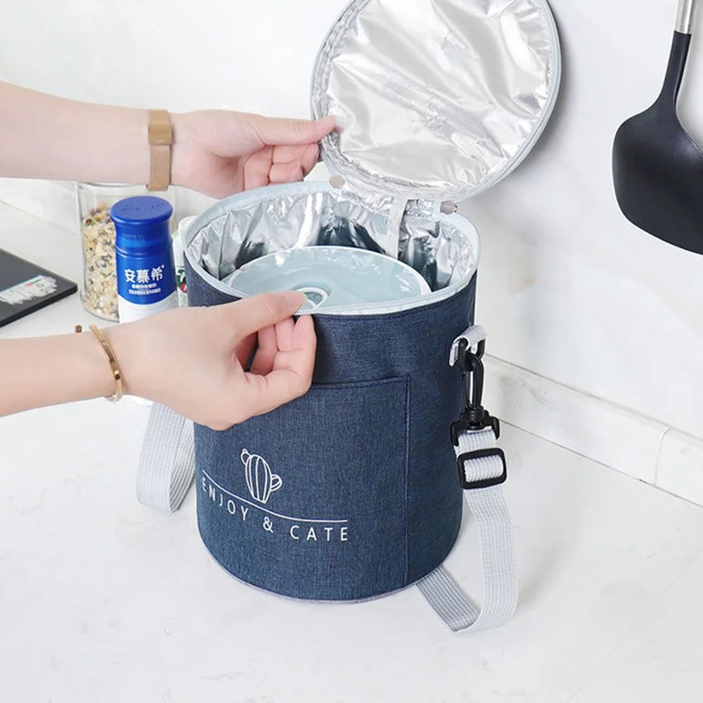 Oxford Cloth Thermal Insulation Lunch Bag Leakproof Lunch Tote Bag Food Container, Size: M - Navy Blue - 2