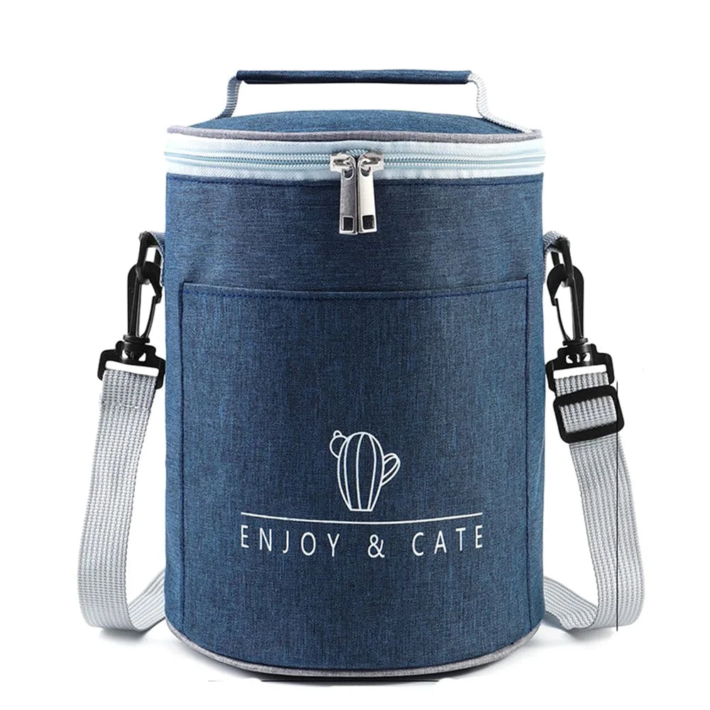 Large Capacity Insulated Lunch Box Reusable Lunch Tote Bag for Work Picnic School or Travel, Size: L- Navy Blue - 1