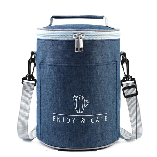 Large Capacity Insulated Lunch Box Reusable Lunch Tote Bag for Work Picnic School or Travel, Size: L- Navy Blue - 1