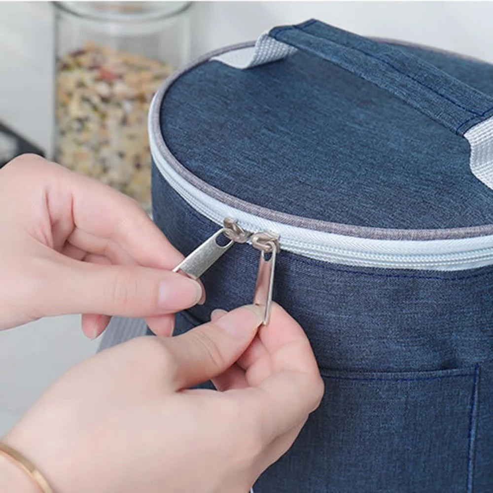 Large Capacity Insulated Lunch Box Reusable Lunch Tote Bag for Work Picnic School or Travel, Size: L- Navy Blue - 5
