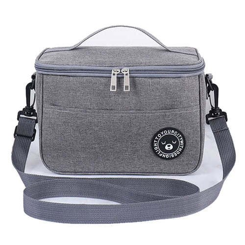 TB-0401 Oxford Cloth Insulated Lunch Carrying Bag Fruit Storage Bag with Shoulder Strap, Size: S - Grey - 1
