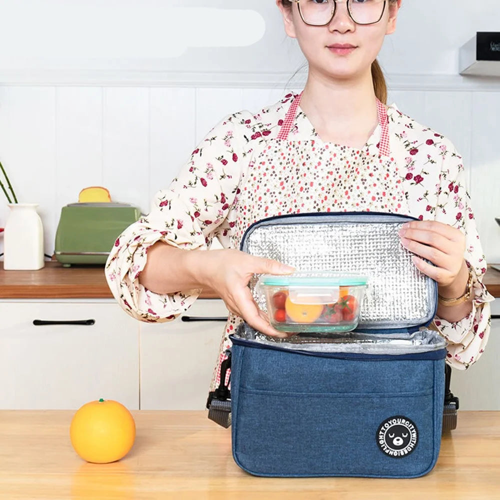 TB-0401 Oxford Cloth Insulated Lunch Carrying Bag Fruit Storage Bag with Shoulder Strap, Size: S - Grey - 2