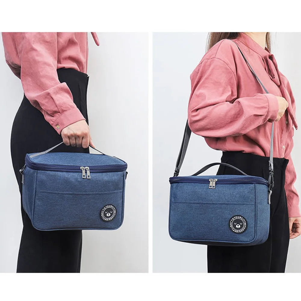 TB-0401 Oxford Cloth Insulated Lunch Carrying Bag Fruit Storage Bag with Shoulder Strap, Size: S - Grey - 5