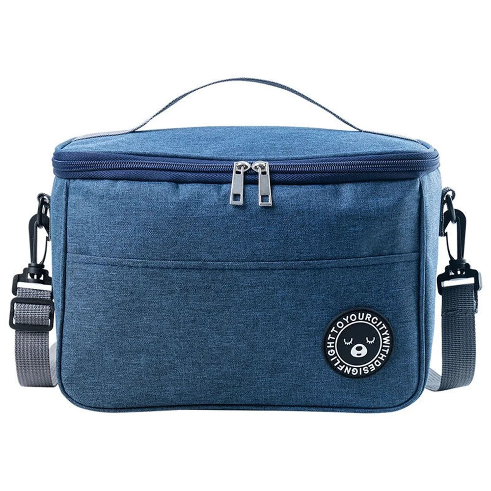 TB-0401 Fashionable Lunch Bag Handbag Thermal Insulated Cooler Lunch Tote Box with Shoulder Strap, Size: M - Navy Blue - 1
