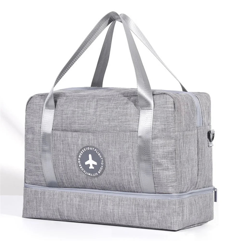 Bottom Shoes Pocket Design Portable Travel Swimming Swimsuit Clothes Carrying Bag with Shoulder Strap - Grey - 1