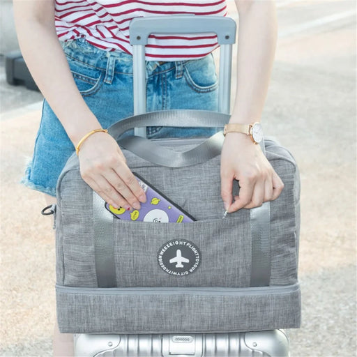 Bottom Shoes Pocket Design Portable Travel Swimming Swimsuit Clothes Carrying Bag with Shoulder Strap - Grey - 2
