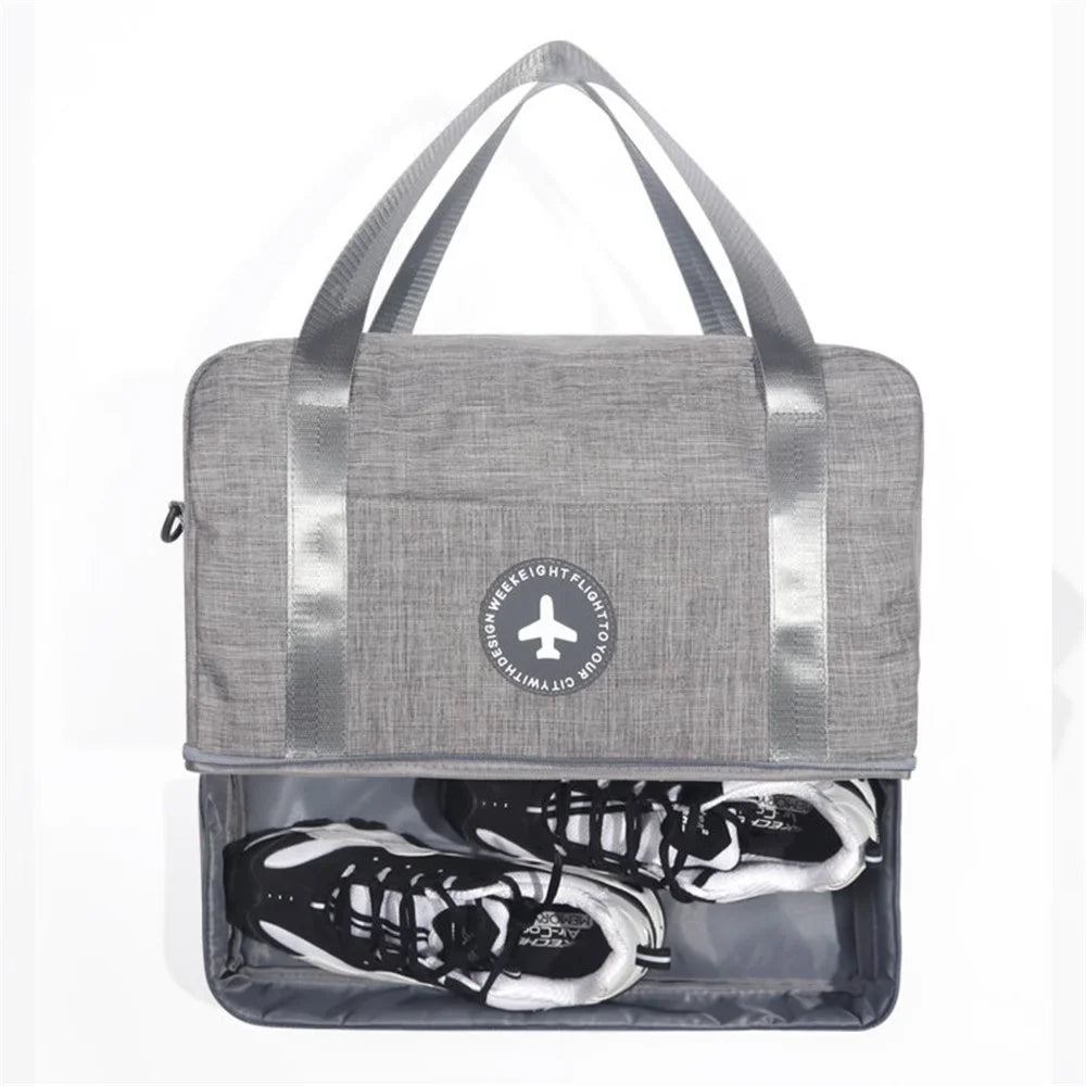 Bottom Shoes Pocket Design Portable Travel Swimming Swimsuit Clothes Carrying Bag with Shoulder Strap - Grey - 4