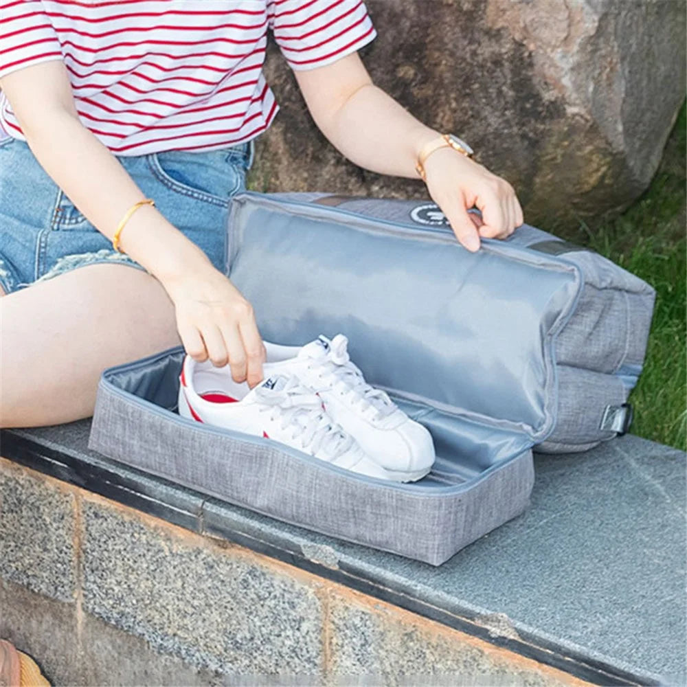 Bottom Shoes Pocket Design Portable Travel Swimming Swimsuit Clothes Carrying Bag with Shoulder Strap - Grey - 5