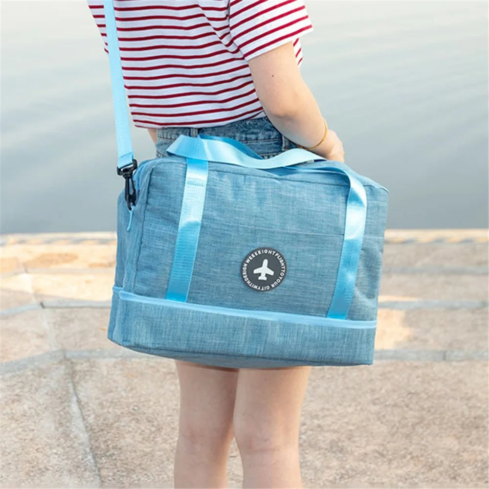Bottom Shoes Pocket Design Portable Travel Swimming Swimsuit Clothes Carrying Bag with Shoulder Strap - Grey - 7