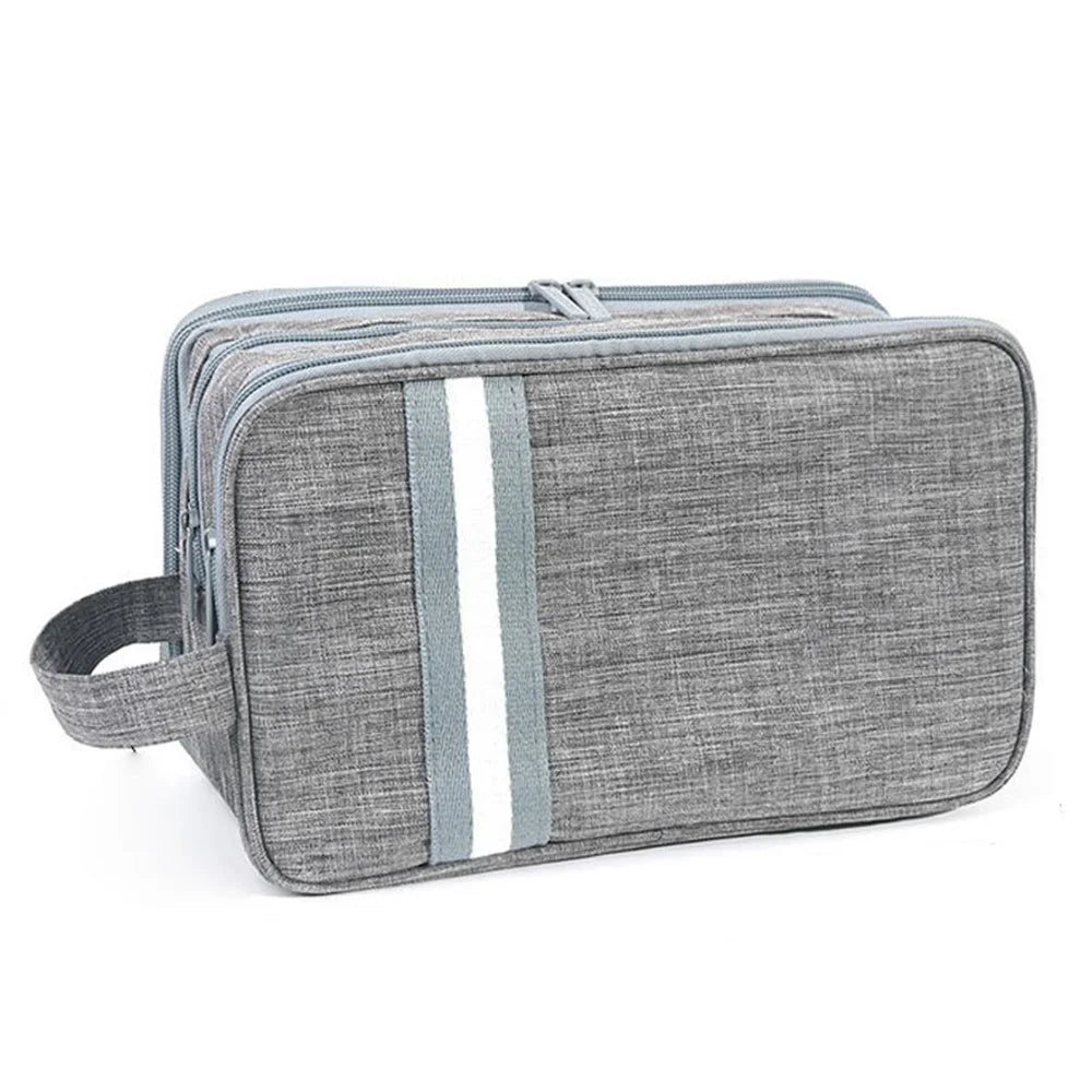 Small Size Portable Travel Multi-pocket Toiletry Bag Oxford Cloth Makeup Cosmetics Storage Bag - Grey - 1