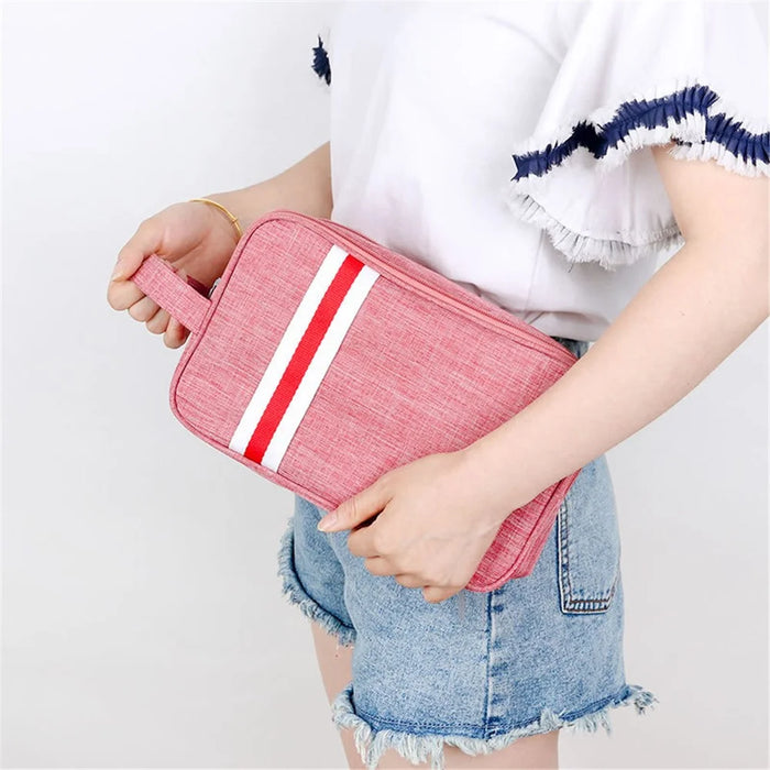 Small Size Portable Travel Multi-pocket Toiletry Bag Oxford Cloth Makeup Cosmetics Storage Bag - Grey - 3
