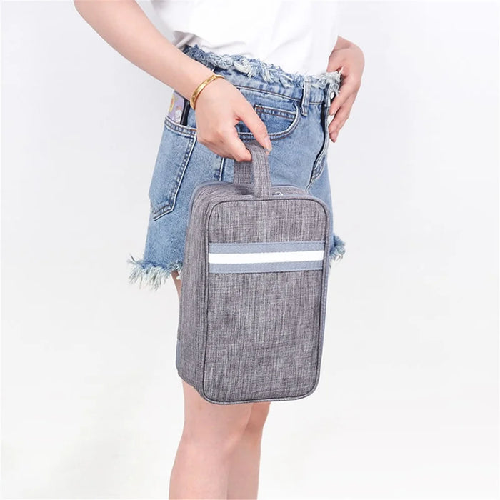 Small Size Portable Travel Multi-pocket Toiletry Bag Oxford Cloth Makeup Cosmetics Storage Bag - Grey - 5