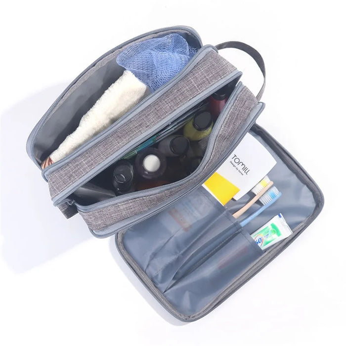 Small Size Portable Travel Multi-pocket Toiletry Bag Oxford Cloth Makeup Cosmetics Storage Bag - Grey - 6